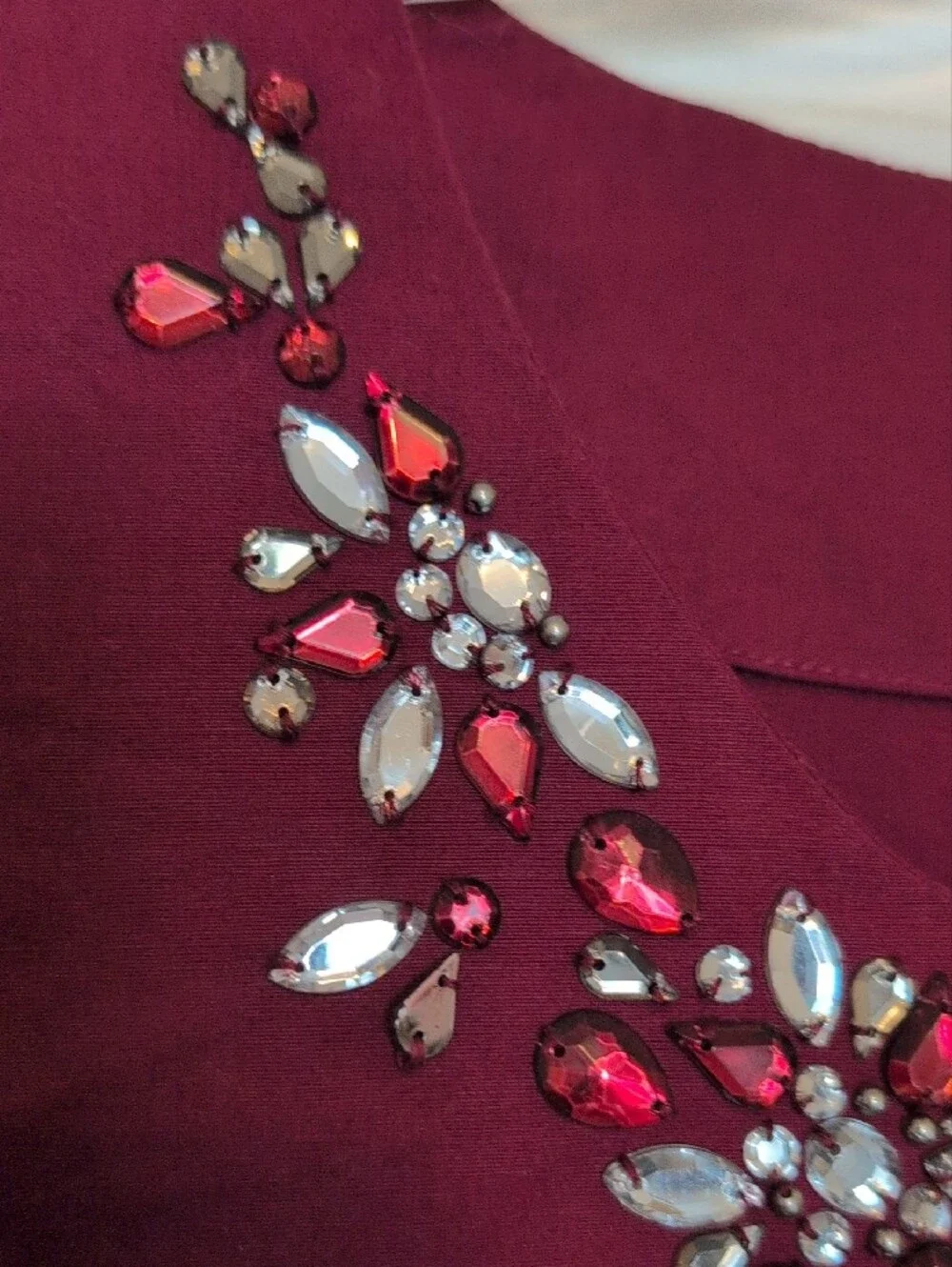 J. Crew Embellished Burgundy Short Sleeve Top